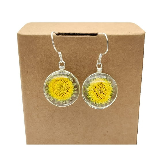 Cairui Design Sunflower Sunshine Daisy Flower 925 Sterling Silver Drop Earrings Handmade Women