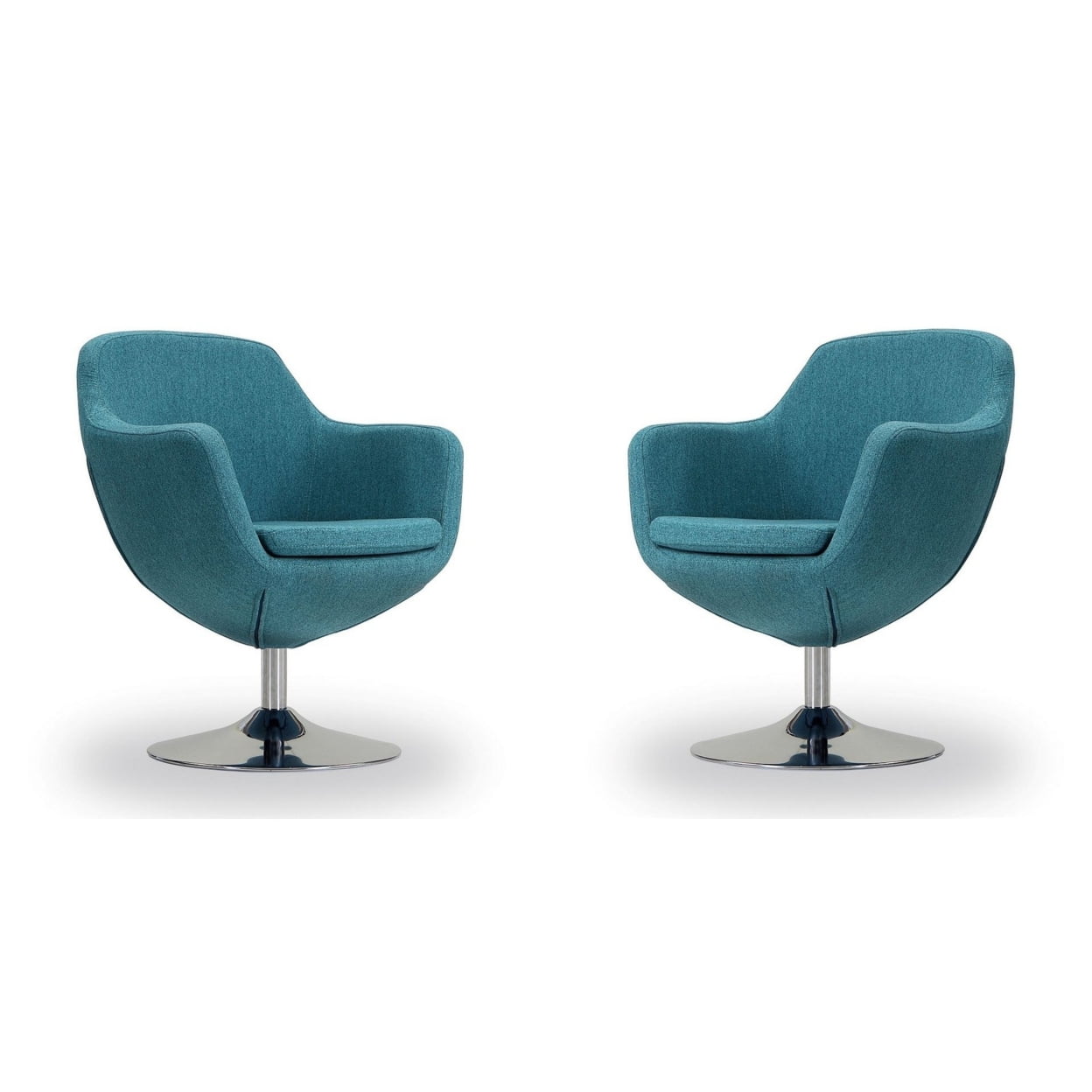 Modern Blue Faux Leather Egg Chair with Swivel Metal Base