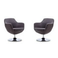 thumbnail image 1 of Caisson Grey and Polished Chrome Twill Swivel Accent Chair (Set of 2), 1 of 5