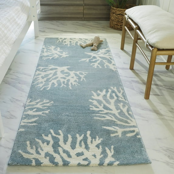 Caistor Coastal Coral Print Area Rug