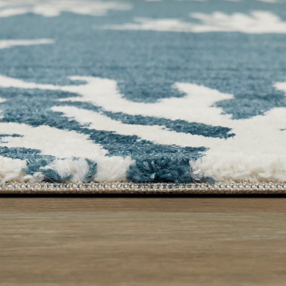 Caistor Coastal Coral Print Area Rug