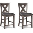 thumbnail image 1 of Caitbrook Rustic 24.63" Counter Height Upholstered Barstool, 2 Count, Gray, 1 of 6