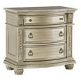 thumbnail image 1 of Caitlin 35 Inch 3 Drawer Nightstand with Marble Top, Leaf Carvings, Silver- Saltoro Sherpi, 1 of 5