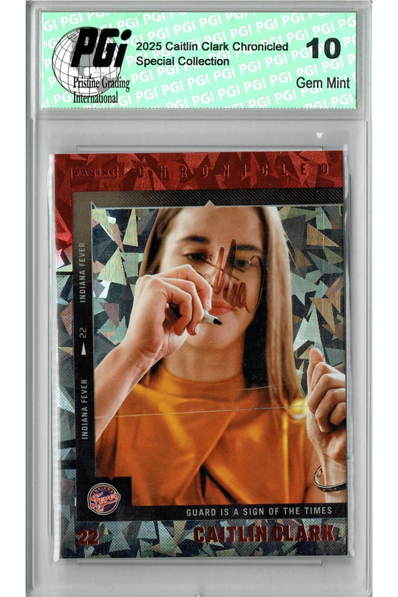 Caitlin Clark 2025 Chronicled #51 Red Cracked Ice Rare Trading Card PGI 10