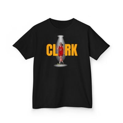 Caitlin Clark #22 Spot light Cartoon Women basketball Kids Heavy Cotton Tee-KBCC060B-Black-S