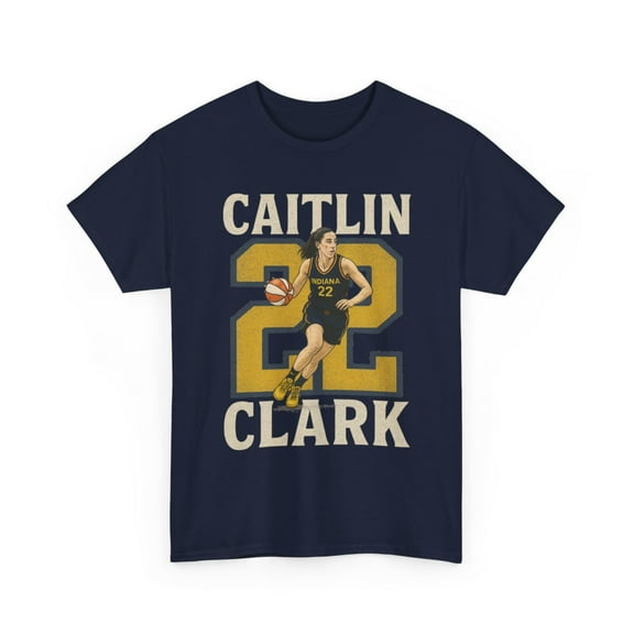 Caitlin Clark #22 Women basketball Unisex Heavy Cotton Tee-KWBCC22070-Navy-L