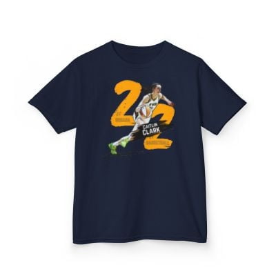 Caitlin Clark #22 dribble Women Basketball Cartoon Kids Heavy Cotton Tee-KBCC061B-Navy-XS