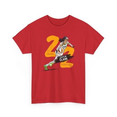Caitlin Clark #22 dribble Women Basketball Cartoon Unisex Heavy Cotton Tee-KBCC061-Red-L