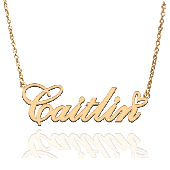 Caitlin Custom Name Necklace Customized Personalized Plated Name Necklace for Mother Daughter Friendship Women Valentine's Day Christmas Birthday New Year Gold
