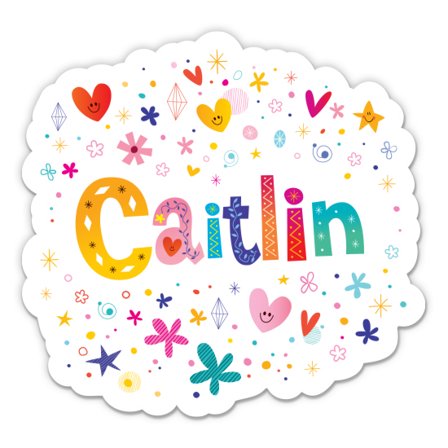 Caitlin Girl Name Cute Kid Lunchbox - 3" Vinyl Sticker - For Car Laptop Water Bottle Phone - Waterproof Decal