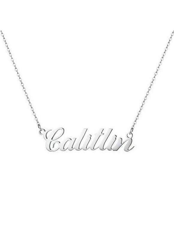 Caitlin Name Necklace, Personalized Name Pendant Necklace, Dainty Nevaeh Necklace Chain Jewelry Gifts for Women Girls