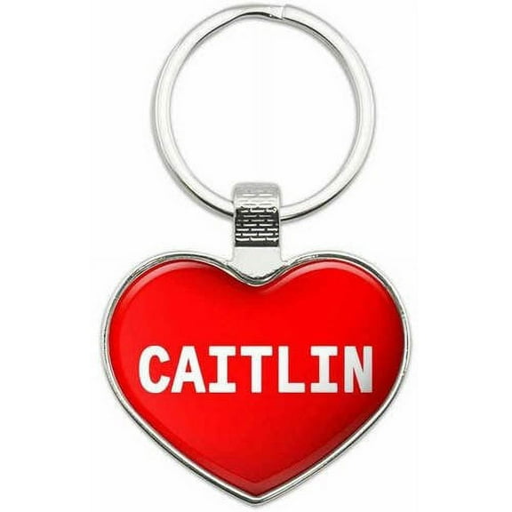 Caitlin - Names Female Metal Heart Keychain Key Chain Ring, Multiple Colors Available