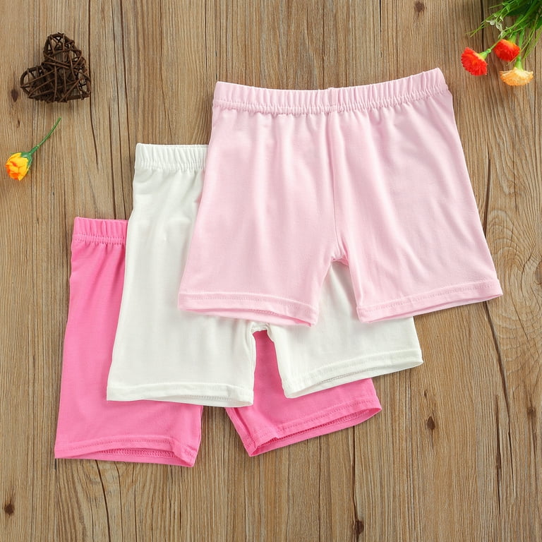 Caitzr 3 Pcs Girls Summer Safety Pants Anti emptied Stretch Solid Color Mid rise Shorts