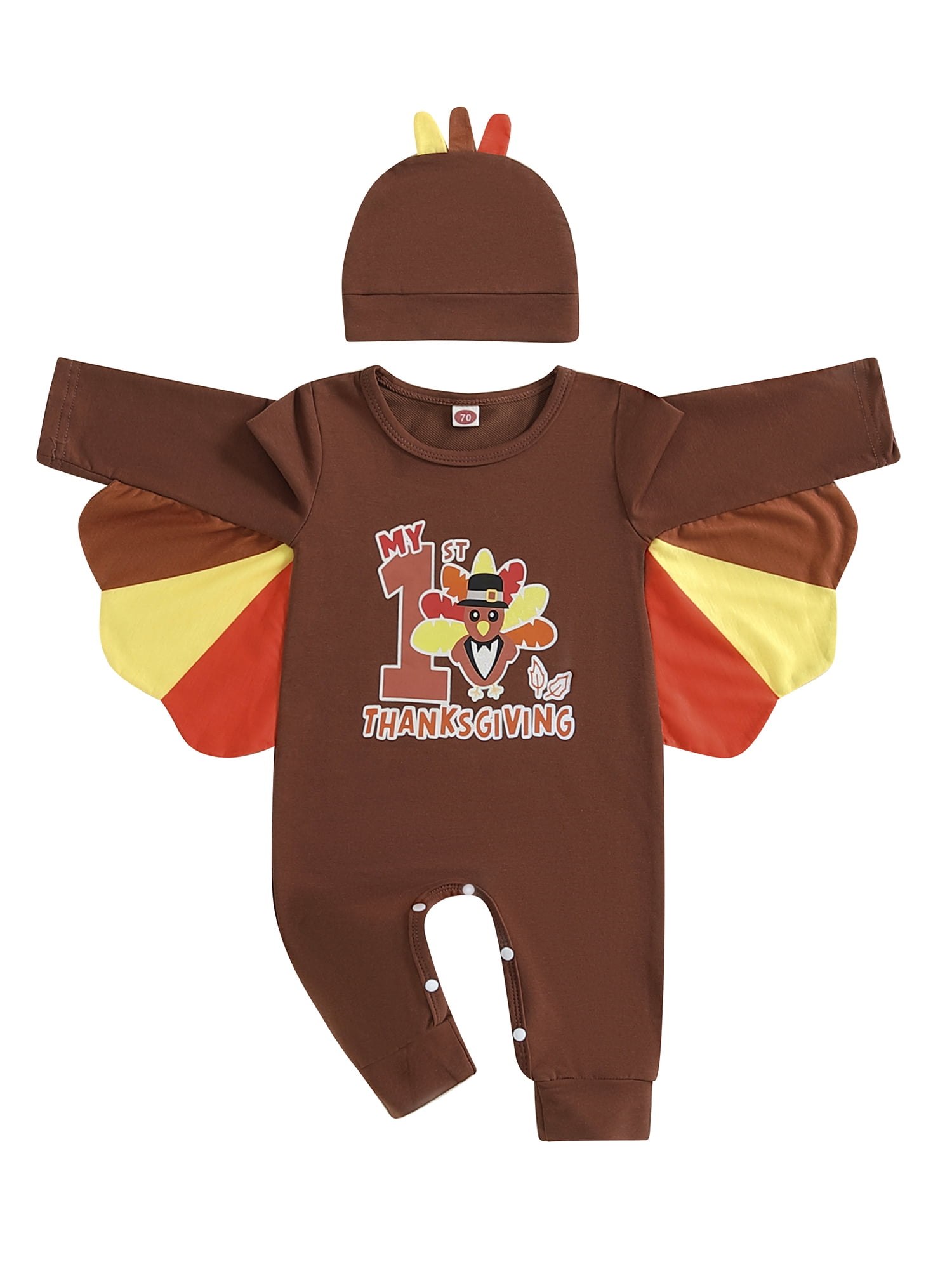 Caitzr First Thanksgiving Baby Boy Outfit Cute Turkey Romper Long ...