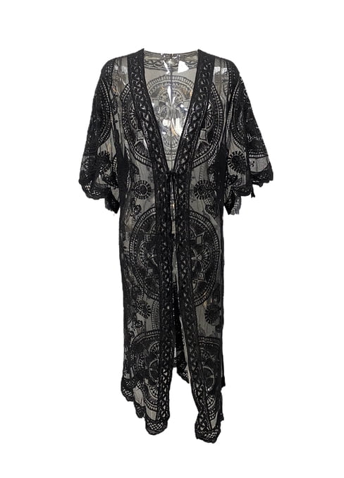 Embrodered Sheer Longlne Kmono | SHEN | Beachwear For Women, Cover