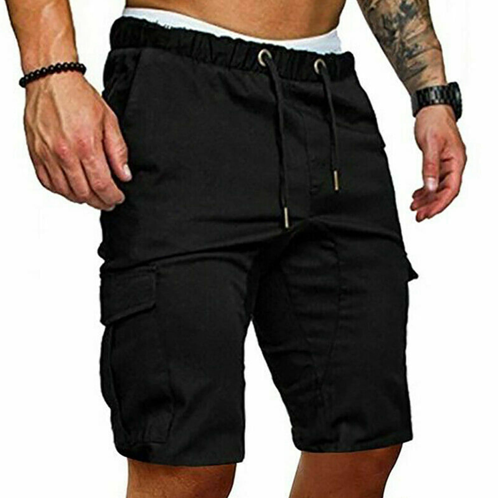 Caitzr Men s Cargo Sports Shorts Joggers Army Casual Work Trousers Combat Drawstring Half Pants with Elastic Waist and Pockets Walmart