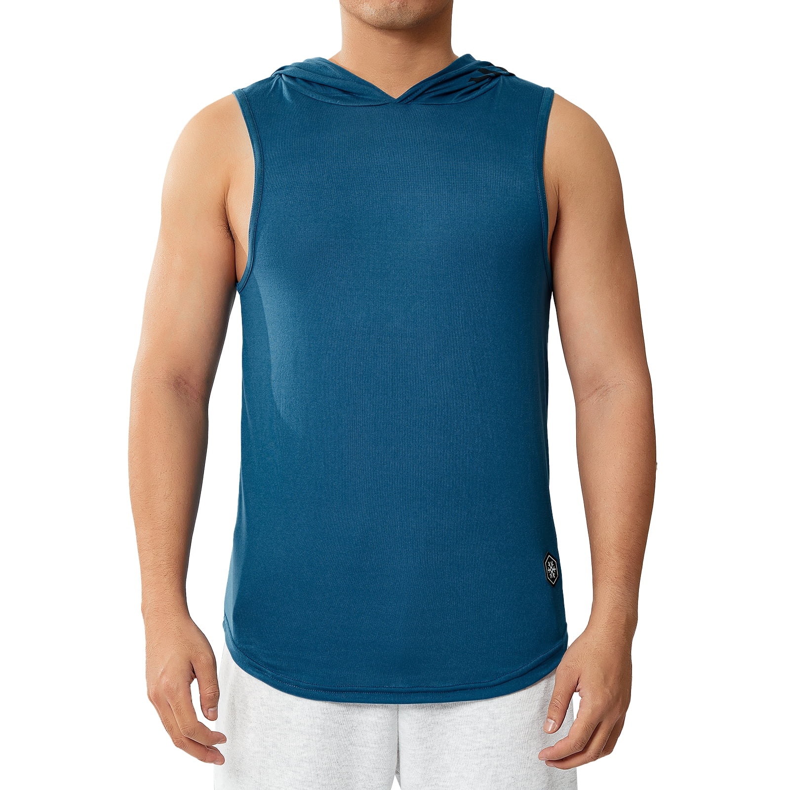 Caitzr Men's Workout Hooded Tank Tops Sleeveless Gym Hoodies Bodybuilding Muscle Shirts