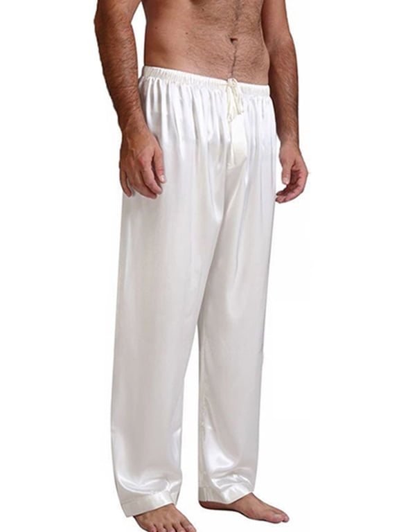Mens Silk Satin Pajamas Pyjamas Pants for Men Sleep Bottoms Nightwear Sleepwear Trousers