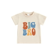 Caitzr Newborn Baby Boy Big Brother Little Brother Matching Shirt Crew Neck Letters Print Summer Sibling Romper Tee Top