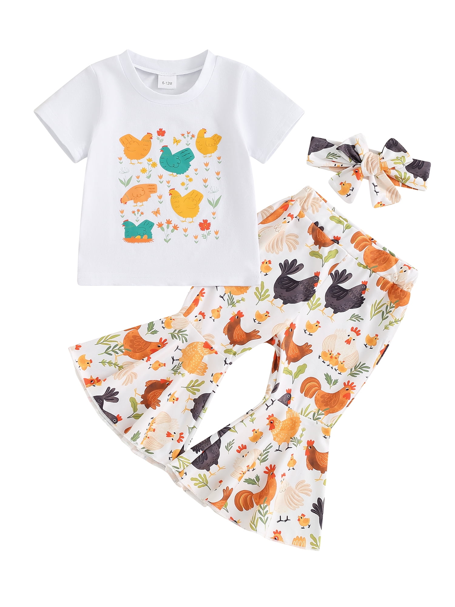 Caitzr Newborn Baby Girl Farm Clothes Short Sleeve Flower Print Top