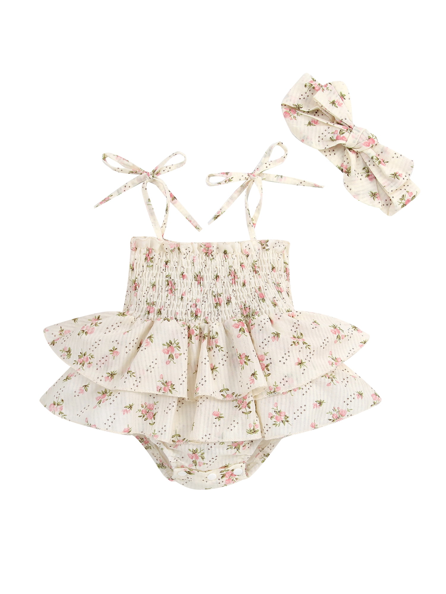 Caitzr Newborn Baby Girl Summer Romper Dress Floral Print Elasticated ...