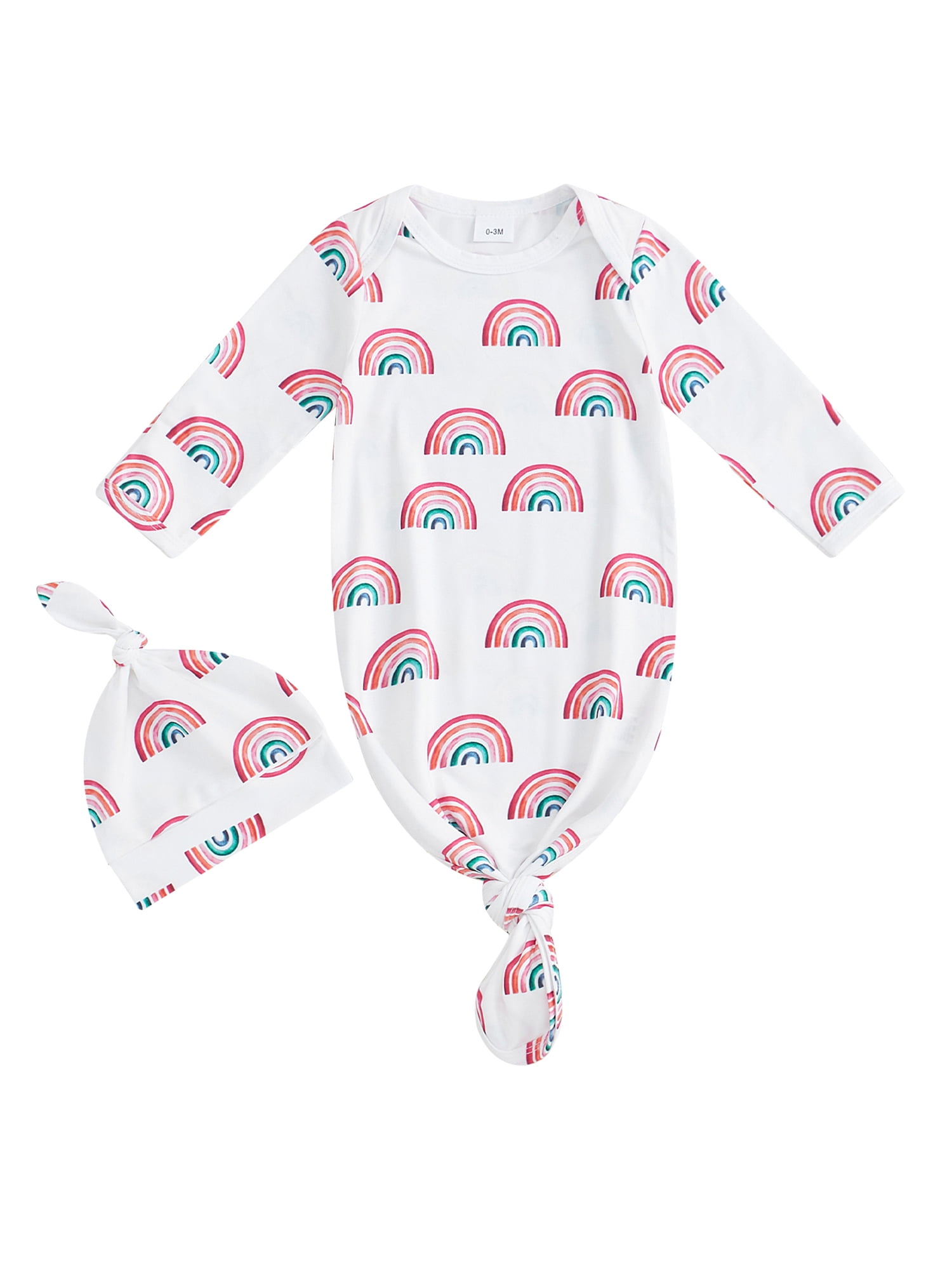 Caitzr Newborn Sleeping Bags Long Sleeve Knotted Swaddle with Matching