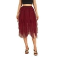 thumbnail image 1 of Caitzr Sexy Mesh Black Tulle Skirt for Women Girls Irregular Elastic Tulle Bubble Skirt Tiered Layered Tulle Tutu A-line Midi Skirt, 1 of 7