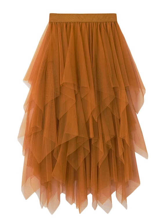 Sexy Mesh Black Tulle Skirt for Women Girls Irregular Elastic Tulle Bubble Skirt Tiered Layered Tulle Tutu A-line Midi Skirt