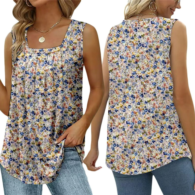 Caitzr Tank Top For Women Y2K Summer Square Neck Sleeveless Caitzr Tank Top For Women Y2K Summer Square Neck Sleeveless