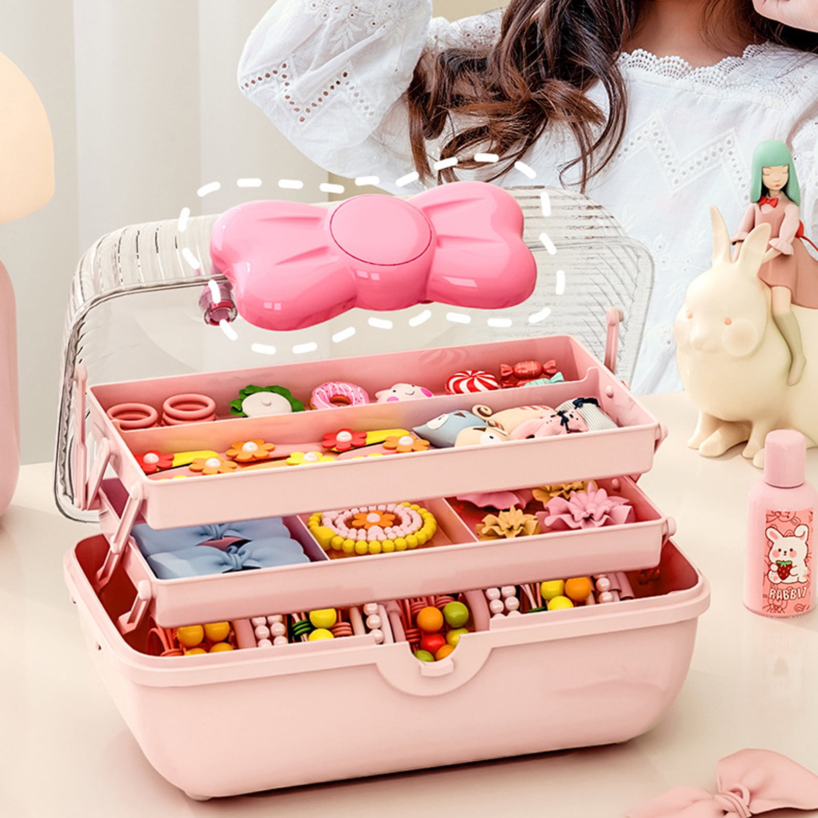 Caitzr Three-Layer Multipurpose Storage Box Art Craft Organizer Storage  Box, Plastic Portable Storage Box with Handle for Sewing, Makeup, Medicine