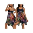thumbnail image 1 of Two Piece Swim Dress Plue Size Swimsuit for Women Ruched Tummy Control Tankini Set V Neck Bathing Suit, 1 of 7