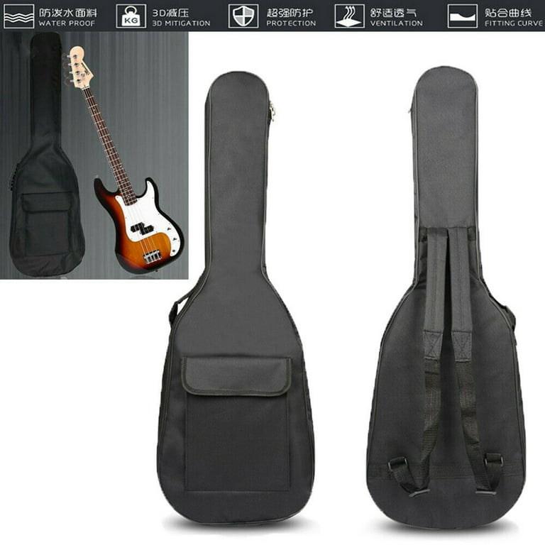 Caitzr Waterproof Electric Bass Guitar Bag Soft Oxford Cloth Instrument  Case Backpack with Double Straps