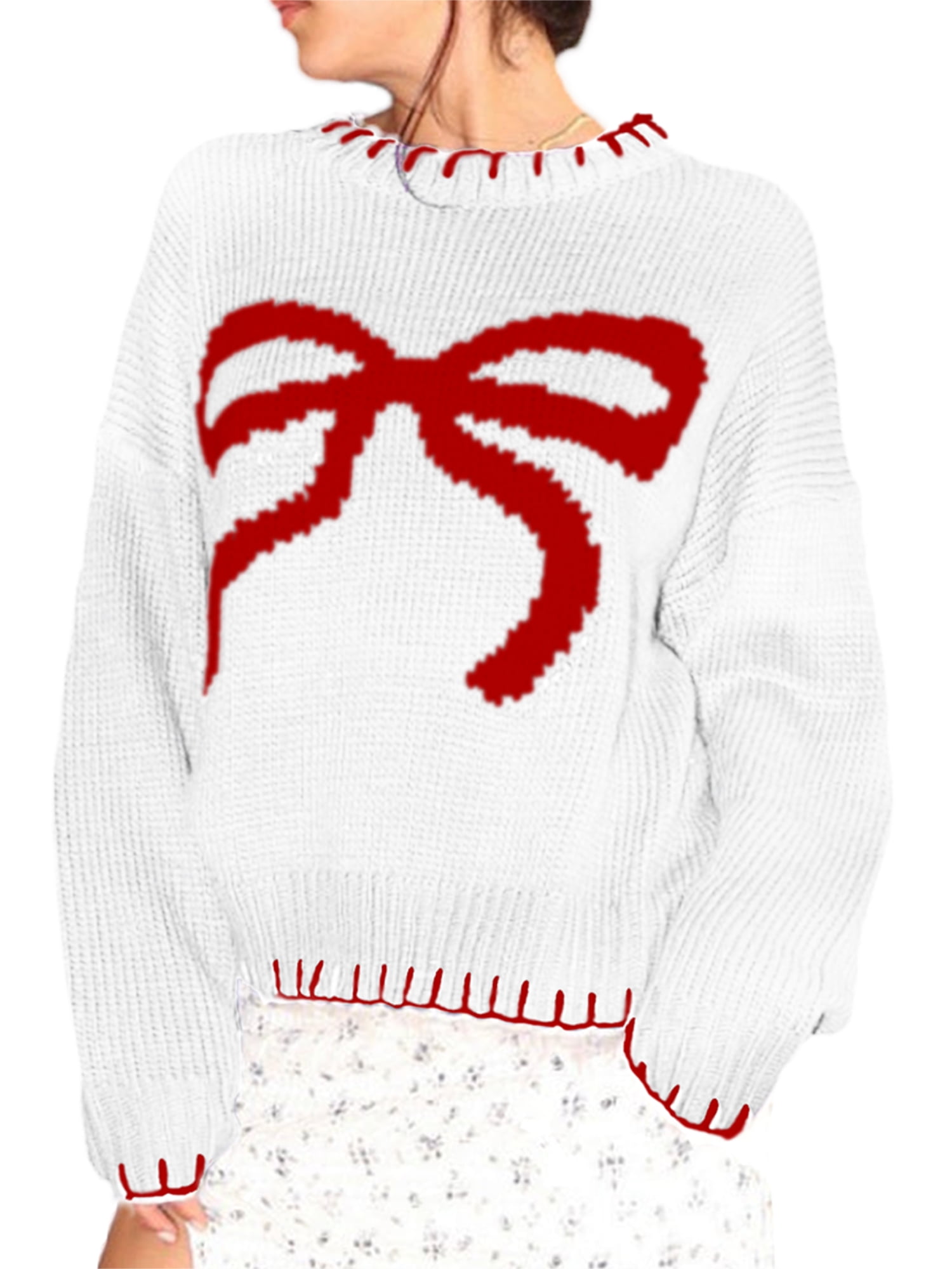 Bow Sweater Womens Christmas Jumper Topshop Caitzr Women Cute Bow