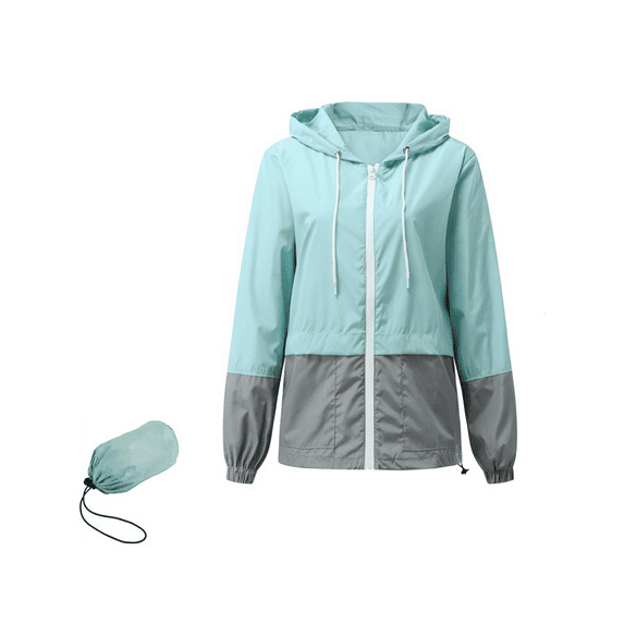 Caitzr Women Plus Size Waterproof Rain Jacket Raincoat Packable Outdoor Hooded Windbreaker S-2XL