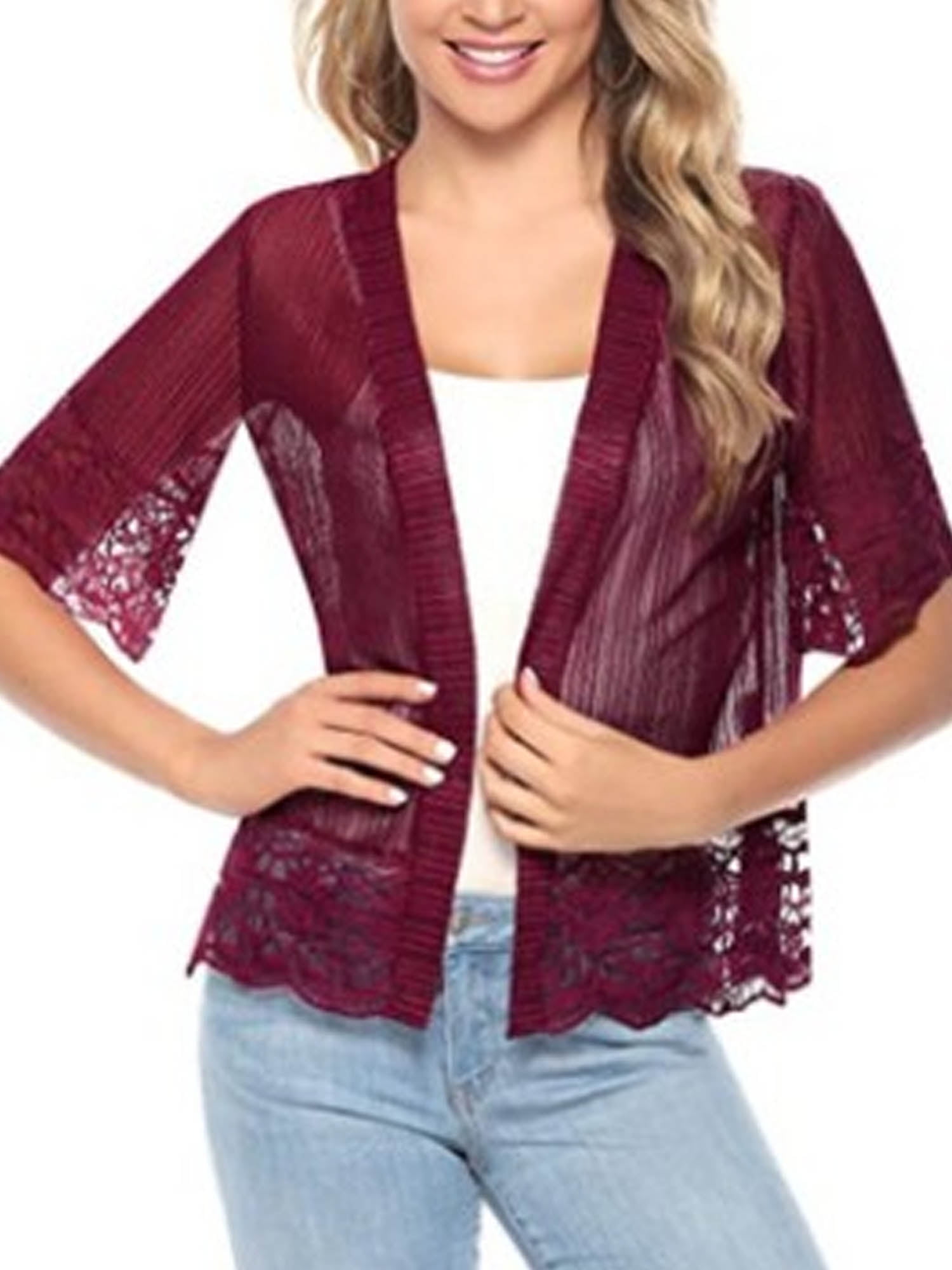 Short Sleeve Shrug Womens Ladies Lace Bolero Shrug Short Sleeve