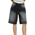 Caitzr Womens Knee Length Denim Shorts Loose Low Rise Wide Leg Long