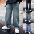 thumbnail image 1 of Caixia Boys' Baggy Jeans, Wide Leg Cargo Pants, Elastic Waist Cotton Denim, Wide-Leg Fit, Elastic Pull-On Waist, 1 of 9