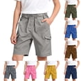 thumbnail image 1 of Caixia Boys Everyday Shorts with Knee Length Cut, Relaxed Everyday Fit, Smooth Polyester Weave, Simple Solid Styling, for School Days, Blue, 160, 1 of 7