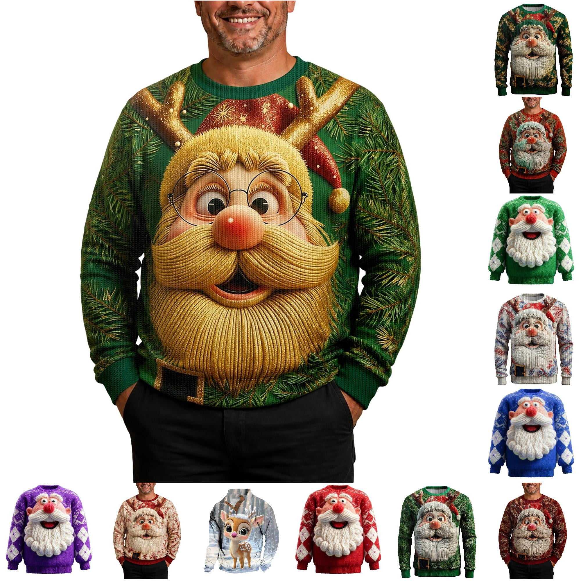 Caixia Christmas Muscle Santa Sweatshirt with Soft Cotton Blend and ...