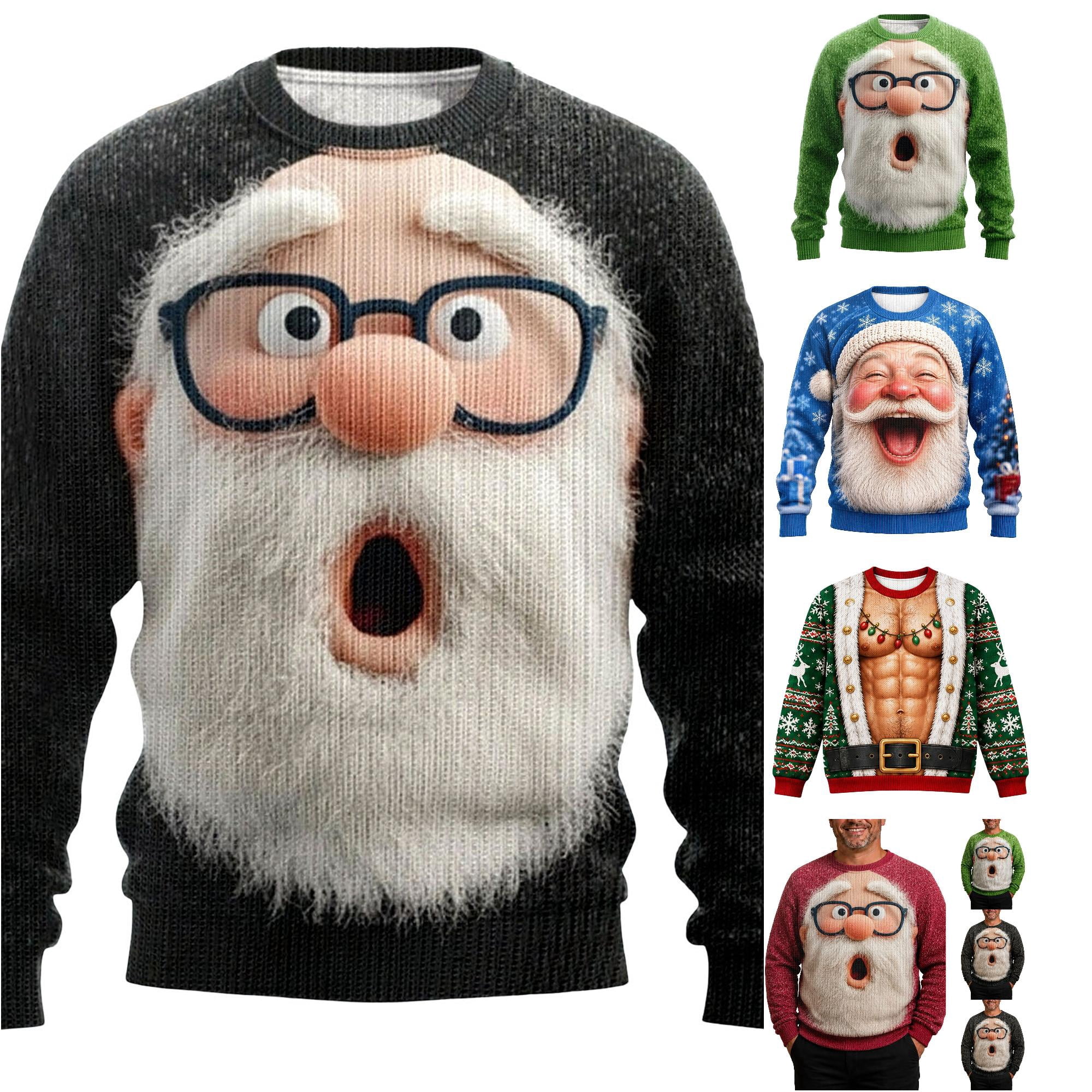 Caixia Christmas Muscle Santa Sweatshirt with Soft Lining and Crew Neck ...