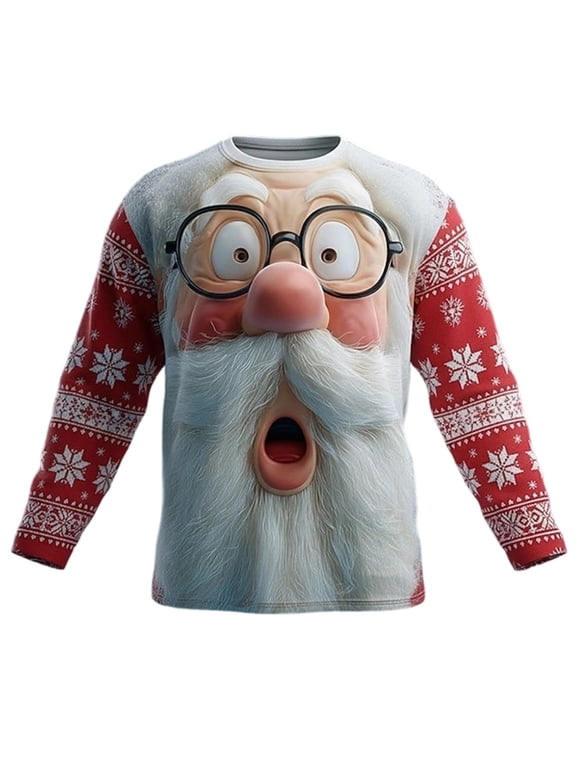 Christmas T Shirt for Men Long Sleeve Crew Neck Lightweight Athletic Fit for Workouts and Lounging