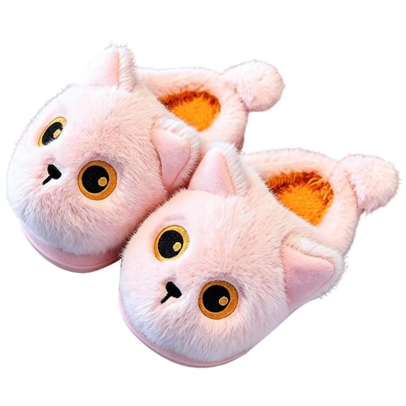 Caixia Cute Kitty Slippers, Kitty Winter Slide Slippers, Pink, Size 37, for Girls, Non Slip Sole, Easy Slip on Style, Warm Indoor Wear, Roomy Toe Box