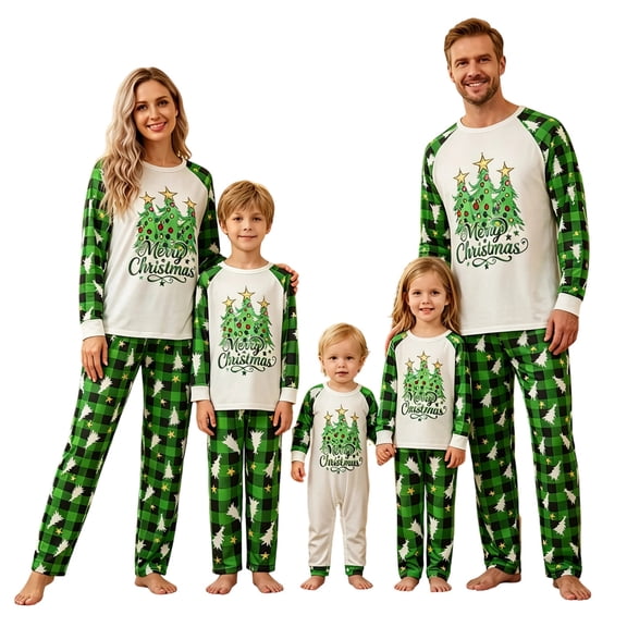 Caixia Family Christmas Pajamas Mom Christmas Family Matching Pajama Set Long Sleeve Top And Pants Present for The Season Ribbed And Elastic Waistband