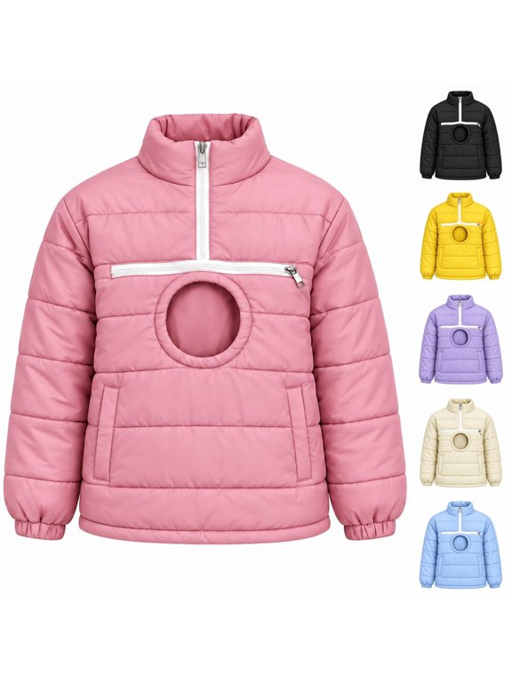 Girls Pet Pouch Coat that Carries a Puppy in Built in Pouch Keep Toddlers Warm for School Days Park Strolls and the Holiday Season