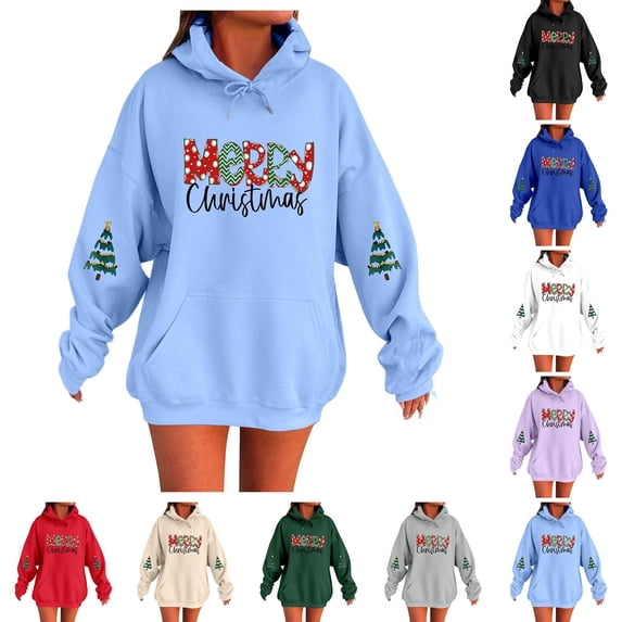Caixia Holiday Season Hooded Pullover Showcasing Bold Letter Print with Relaxed Fit for Casual Days a Welcome Addition to Holiday Looks