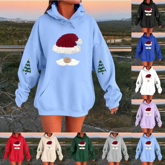 Caixia Holiday Season Sweatshirt Hoodie with Christmas Lettering with Cozy Everyday Comfort for Lounge Days a Welcome Addition to Holiday Looks