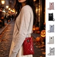 thumbnail image 1 of Caixia Mini Shoulder Bag with Quilted Embroidered Pattern, Skull Charm Decoration, Metal Chain Strap, Patent Shine Finish, for Women, Party Wear, White, 1 of 6