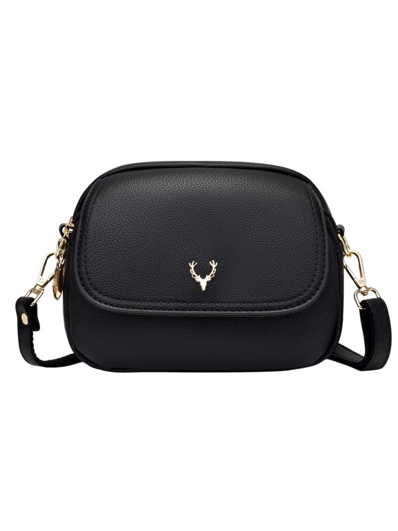 Small Crossbody Bags for Women Camera Satchel Purse Deer Antler Emblem PU Leather Shoulder Handbag for Daily Travel Stylish Everyday Design Trendy Casual Style