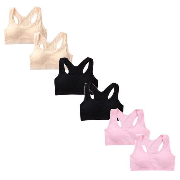 Caixia Teen Girls Training Bras Seamless Removable Padded Sports MultiPacks Seamless Wireless Stretch Pull-on,Light cami,Adjustable straps