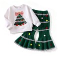 thumbnail image 1 of Caixia Toddler Kids Girls Christmas Outfit Long Sleeve Sweet Festive Christmas Print Sweatshirt T Shirt And Pants 2 Piece Set, 1 of 8